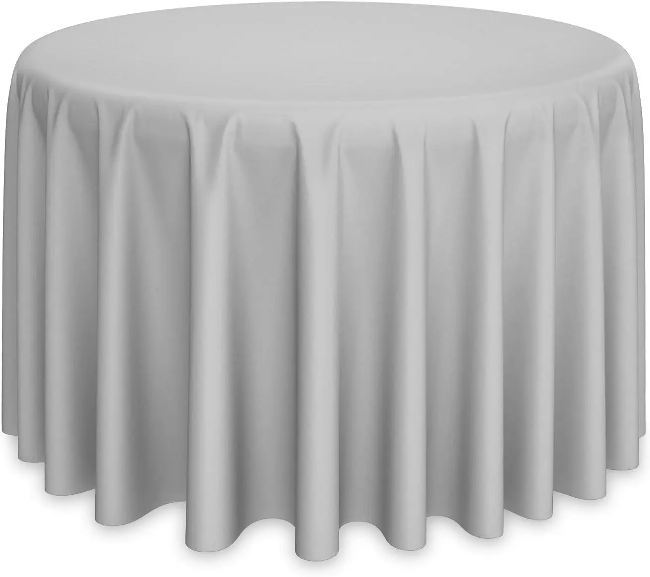 

10 Premium 132" Round Tablecloths for Wedding/Banquet/Restaurant - Polyester Fabric Table Cloths - Silver