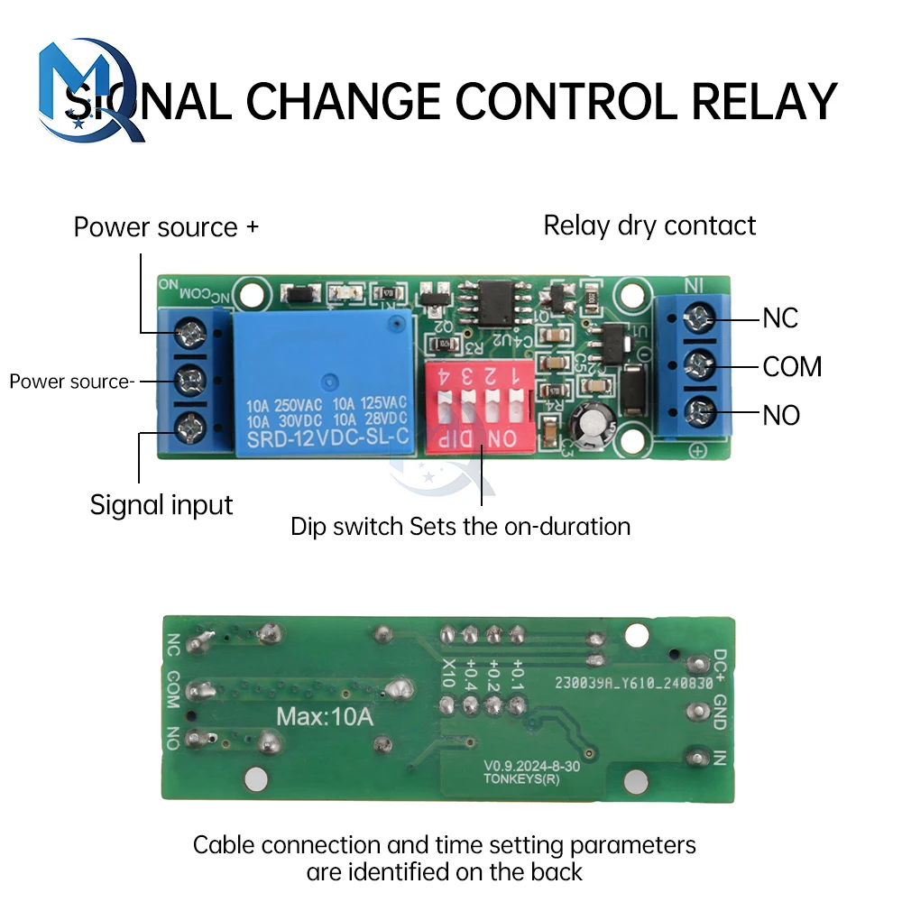 DC12V Signal Change Control Relay Module Control Switch Module 10A