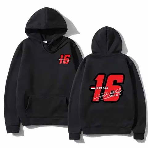 Sudaderas con capucha de moda Sudaderas grafici Cordón suelto Numero 16 Charles Leclerc Racer Jersey con capucha estampado