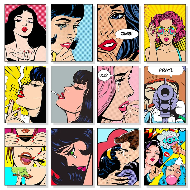 Retro Comics Pop Art Sexy Girl Poster Sad Cry Girls Canvas Painting Aesthetic Wall Art Pictures For Living Room Bedroom Decor