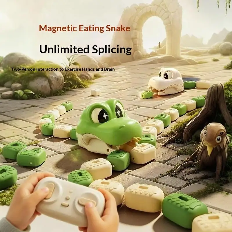Remote Control Magnetic Eating Snake Toy Educational Assembling Building Blocks BPA-Free Safe Toy for Kids Preschool Learning G
