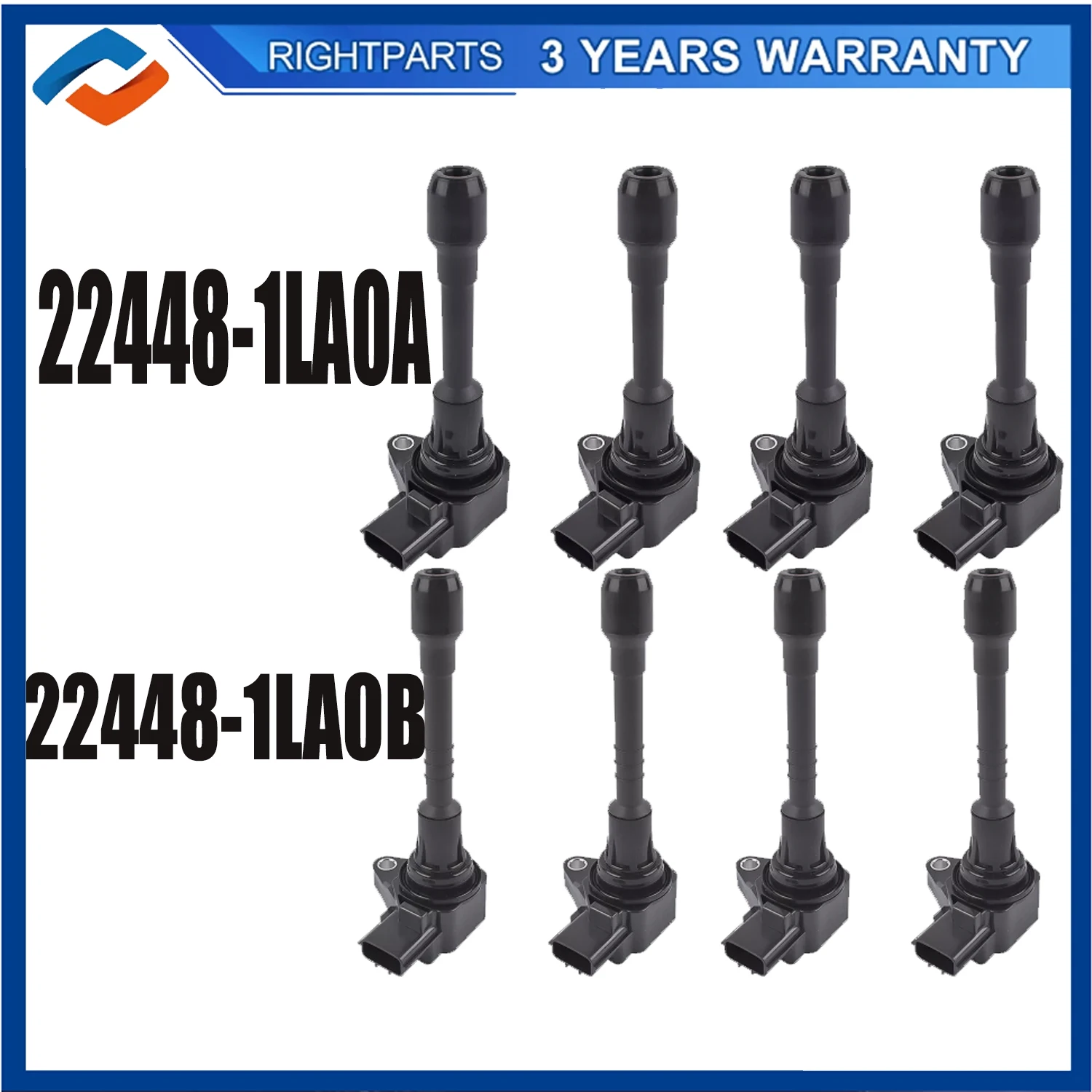 8pcs 22448-1LA0A 22448-1LA0B New Ignition Coil For Infiniti QX56 QX80 NISSAN Armada PATROL 5.6L VK56VD 2010-2020 UF650 UF677