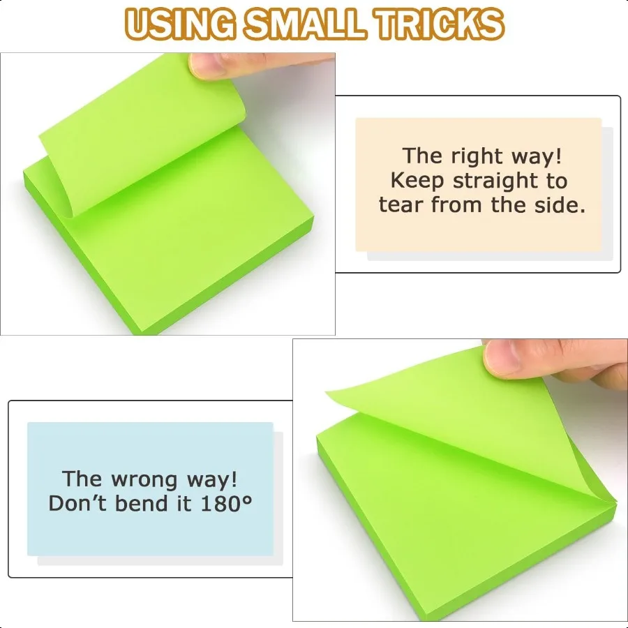 Pop Up Sticky Notes 3x3 inch Bright Colors SelfStick Pads 6 Pads Pack 100 Sheets Pad Total 600 Sheets