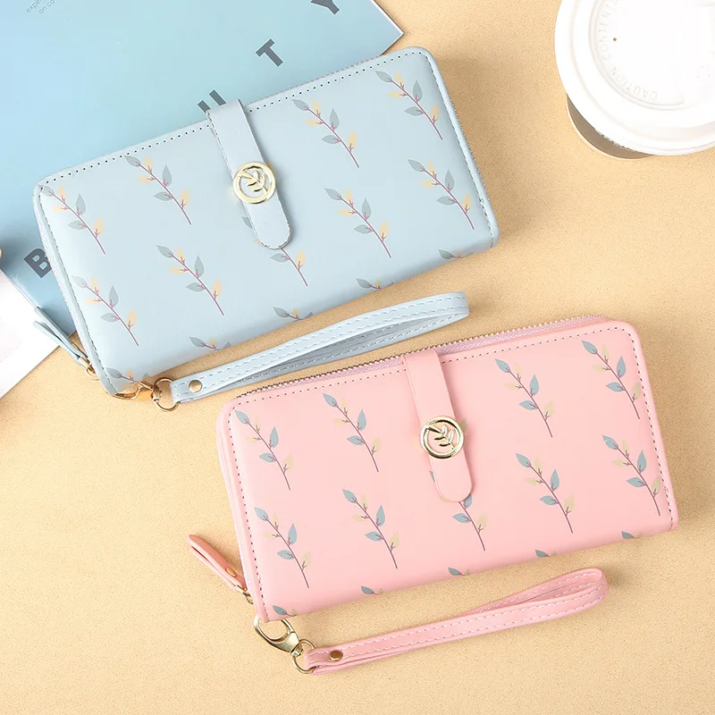 

European and American women's fashion wallet long new style niche cute simple fresh student triple fold zipper coin purse