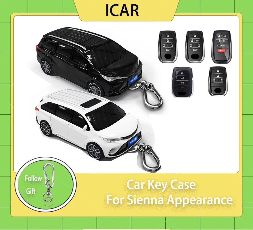 

ICAR for TOYOTA Sienna Car Styling for Hybrid Vehicles Alphard PREVIA Voxy 2021 2022 Remote 5 6 Button Car Key Case Cover Fob