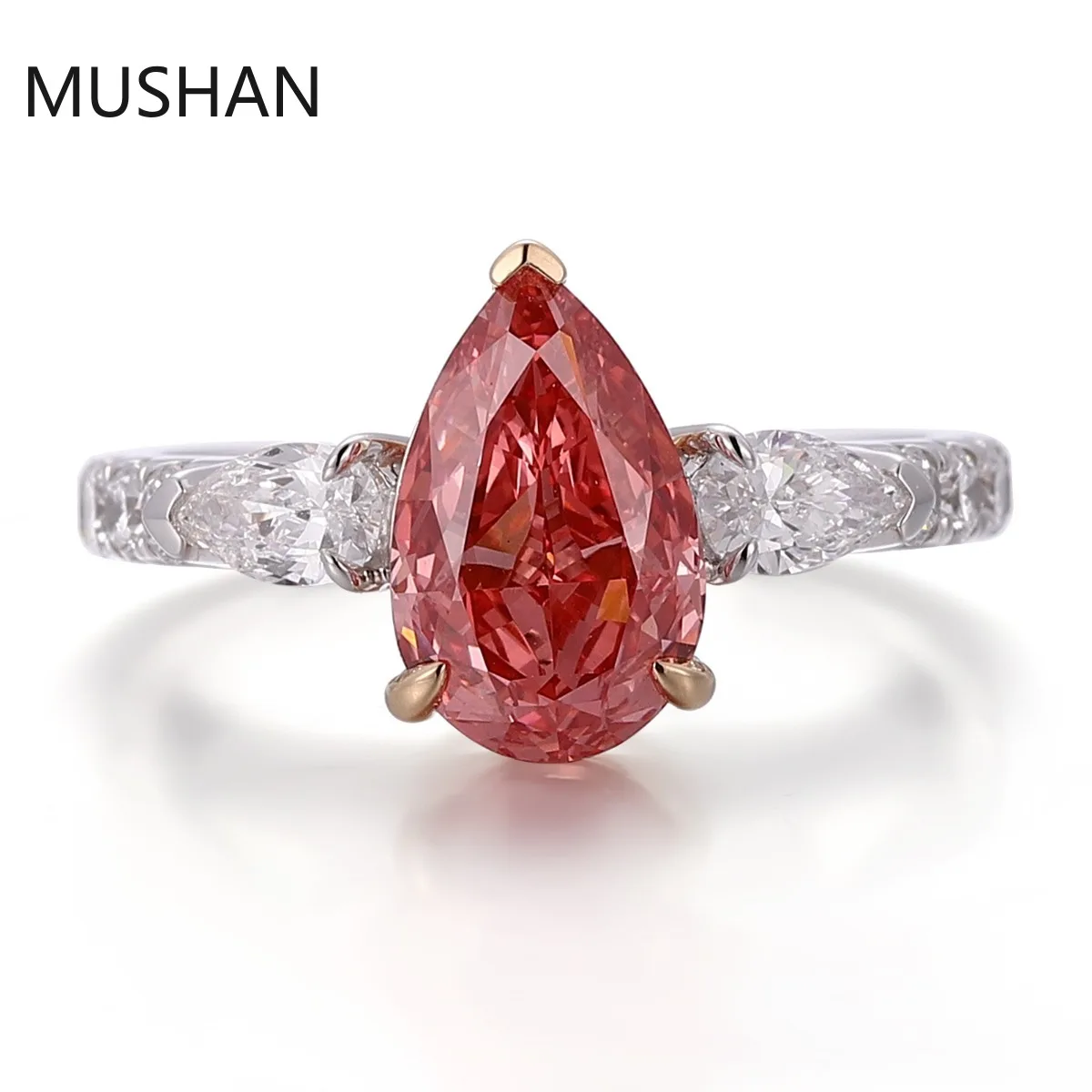 MUSHAN Luxury Custom Lab Grown Pink Diamond Ring For Women 14K 18K Gold Rings Wedding Party Bridal Gifts Band Fine Jewelry