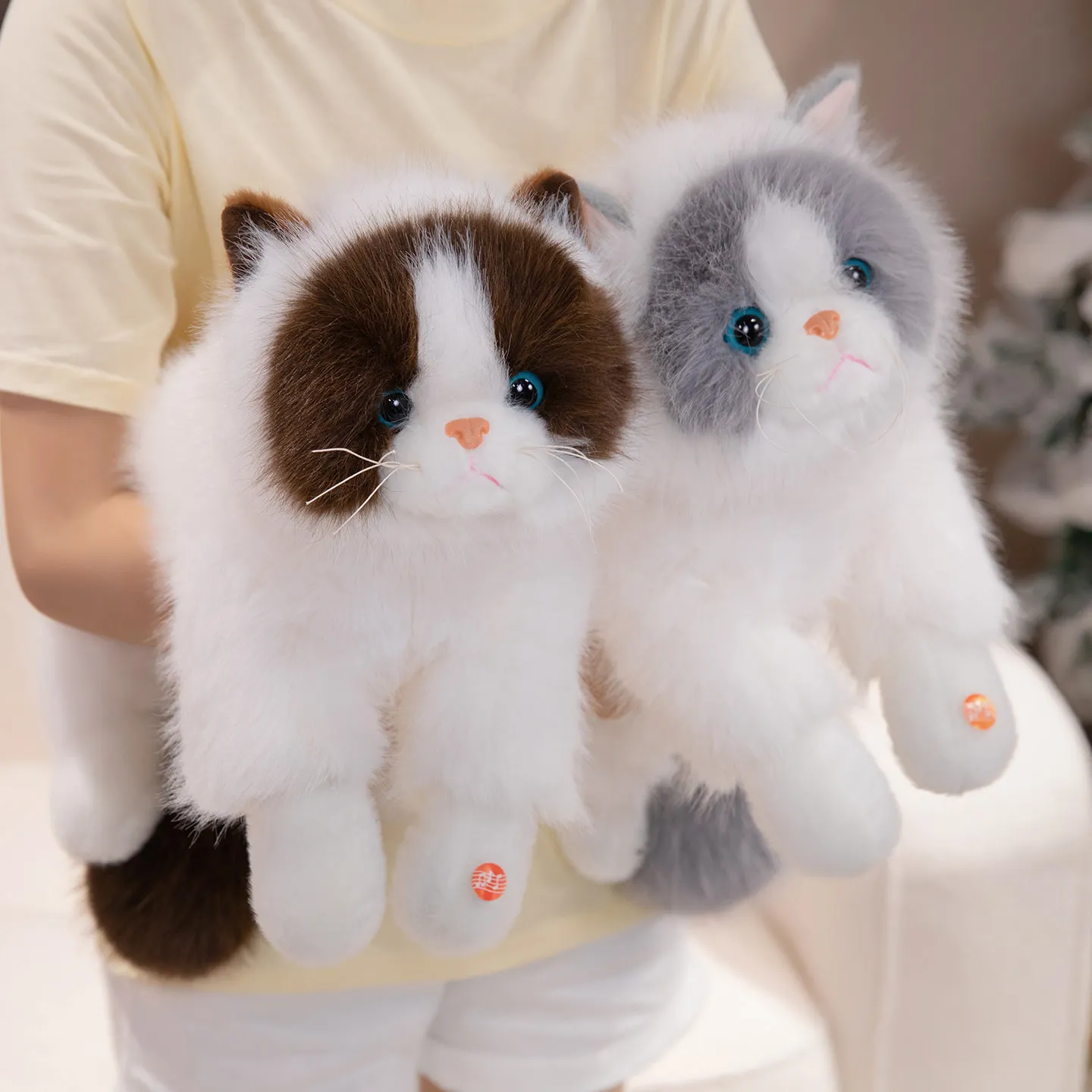 ตุ๊กตาแมวนุ่มขนยาวคุณภาพสูง ขนาด 50/60 ซม. สไตล์โลลิต้า ของเล่นตุ๊กตาแมวขนปุยยาว ตกแต่งบ้าน ของขวัญสำหรับเด็ก