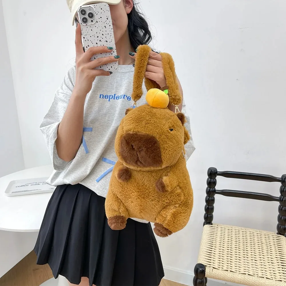 Capybara Plush Backpack Kawaii Fashion Plushie Doll Fur Bag Children's Bag Shoulder Bag Mini Knapsack Bags Gifts For Girlfriend