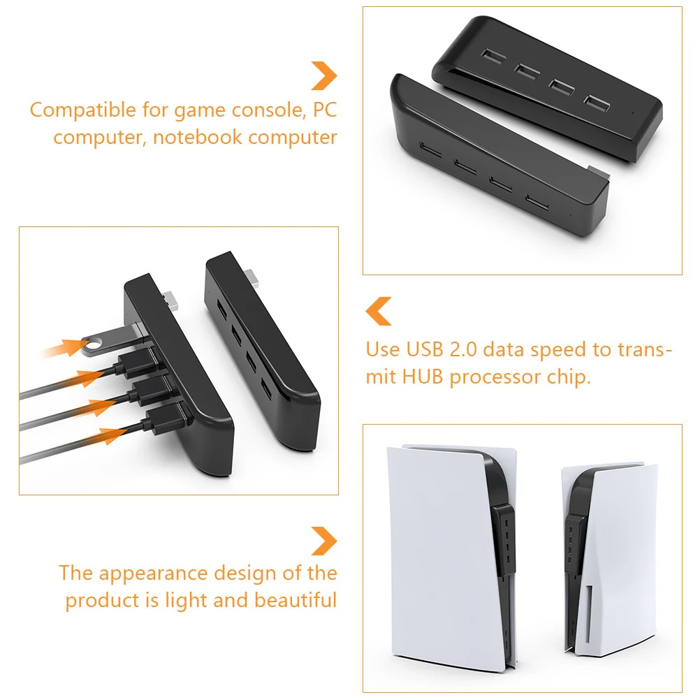 

4-портовый адаптер-удлинитель USB 2.0 для игровой консоли, совместимый с расширителем света для ноутбука