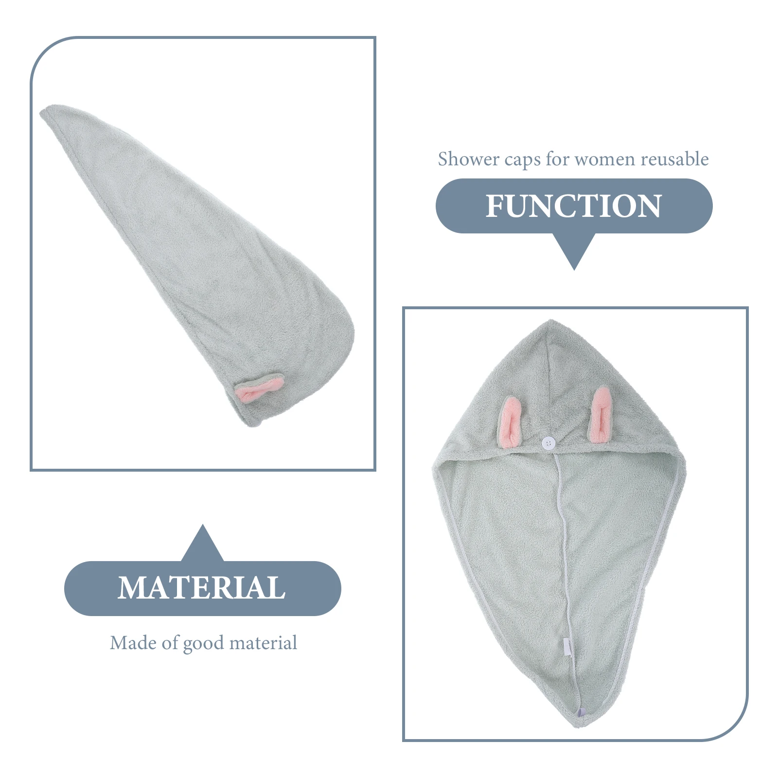 

Fast Drying Hair Cap Khaki Rabbit Ear Style Thickened Soft Lightweight Absorbent for Home Travel Use No Heat Damage Needed