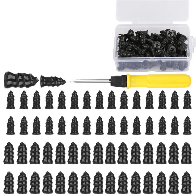 

WORTHOWN - Набор для ремонта шин: резиновые винты-пробки для мотоциклов и автомобилей + инструменты/коробка, 60 шт., для ремонта бескамерных шин автомобиля с отверткой