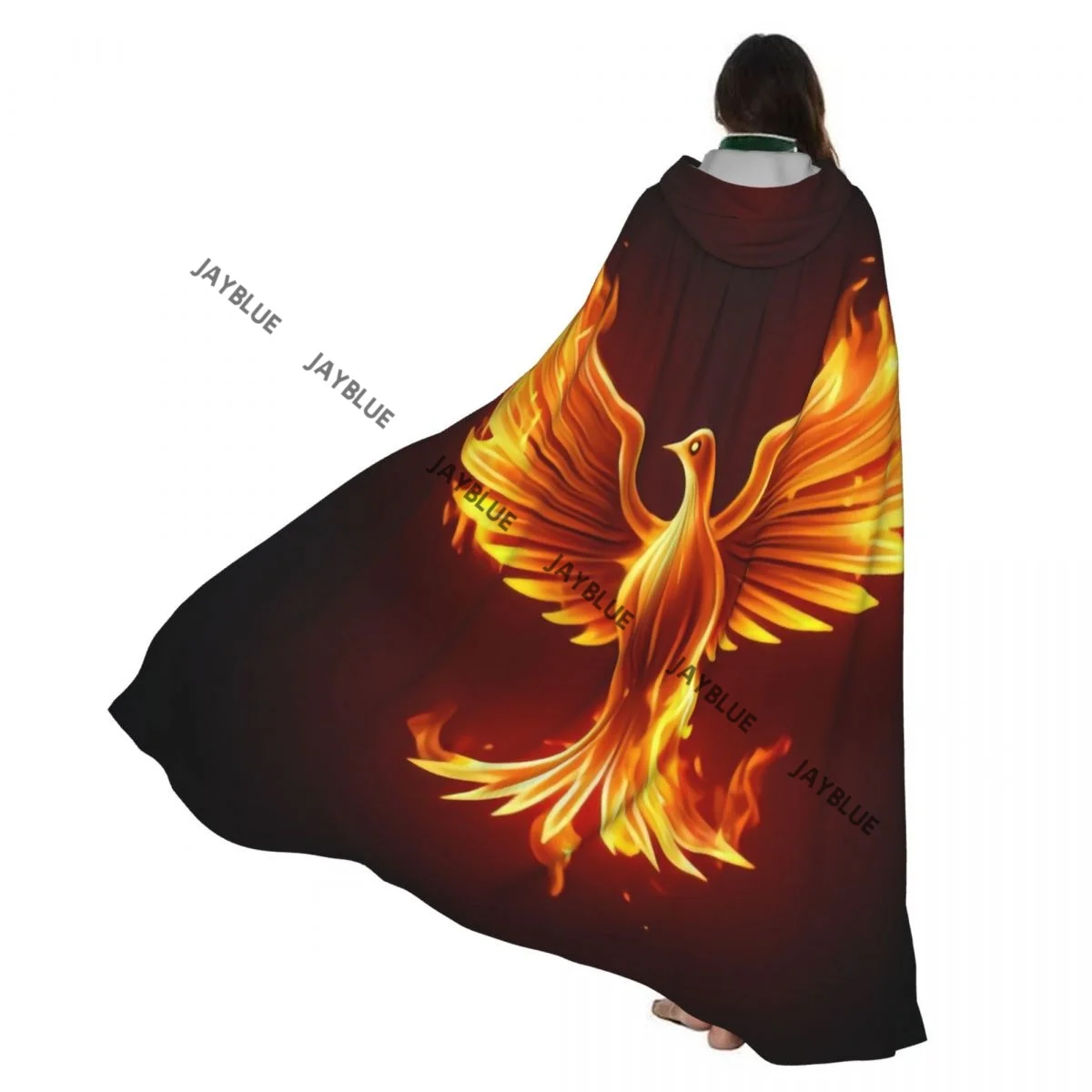 

Плащ с капюшоном Flying Phoenix Burst Into Flames, полиэстер, унисекс, накидка ведьмы, аксессуар для костюма