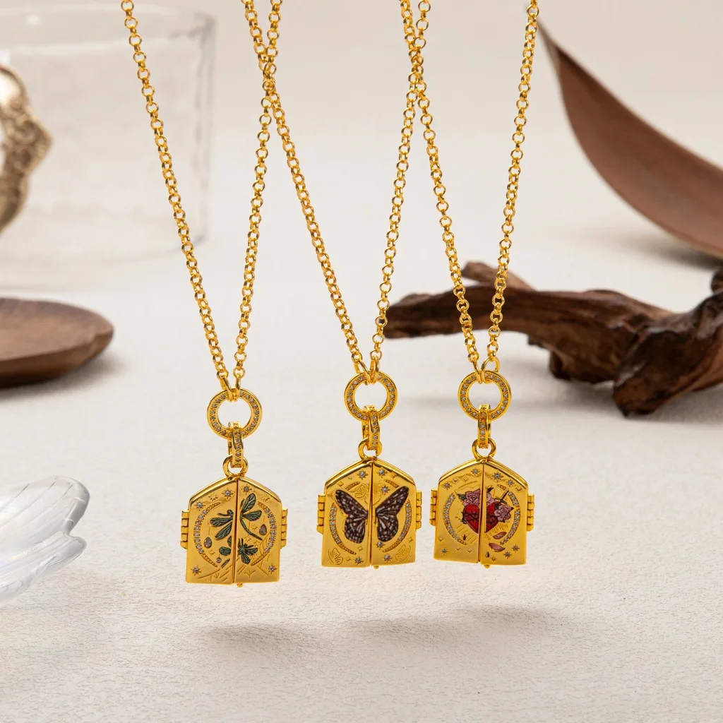 Gold Plated Necklace Personalized Simulated Necklace Door  Necklace Delicate For Women Gift For Relatives Sweater Chain