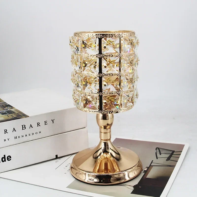 AZ Home Decorative Crystal Votive Candle Holder Zinc Alloy Stands Candlestick Wedding Centerpieces Decor Ornaments