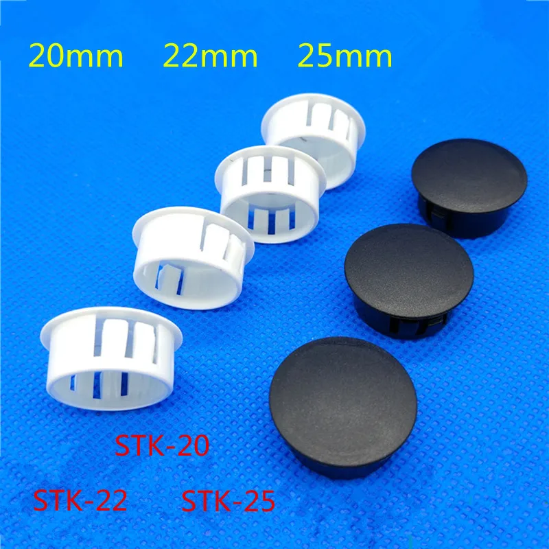50pcs STK  20mm 22mm 25mm   diameter black and white nylon hole plug plastic plug button plug