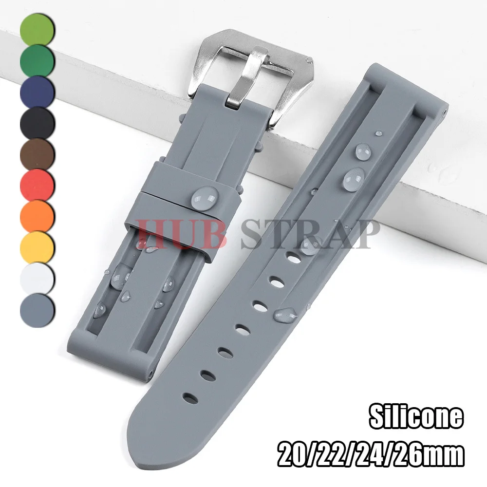 Silicone Watch Band for Panerai for Omega Watch Straps Rubber Bracelet 20mm 22mm 24mm 26mm Men Women Watchband Sport Replacement