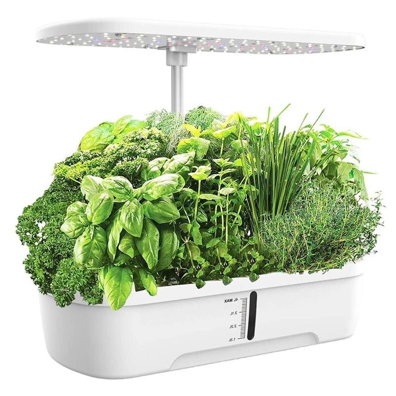 ALIM-Advanced Indoor Hydroponics System: LED Grow Light, Smart Water Pump, 12 Pods - White US Plug