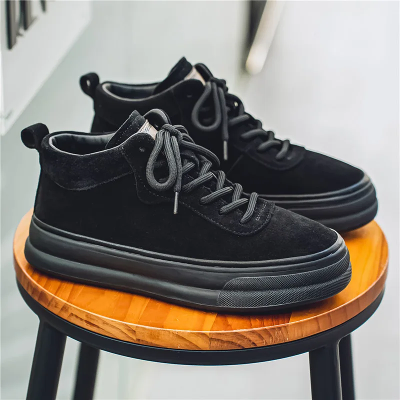 

Men's Sneakers Autumn Retro Black Casual Shoes Comfortable Soft Platform Shoe Outdoor Non Slip Wear-resistant Men Work Footwear