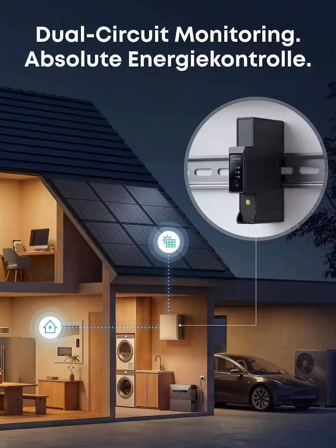 Anker SOLIX Smarter Zähler, Kabellos, Unterstützt WLAN, Bluetooth & RS-485, 10 Jahre Leistung, 2 Jahre Garantie, 1 Watt Genauigkeit, Sekundenschnelle Anpassung, Einfaches Setup, Spart Stromkosten