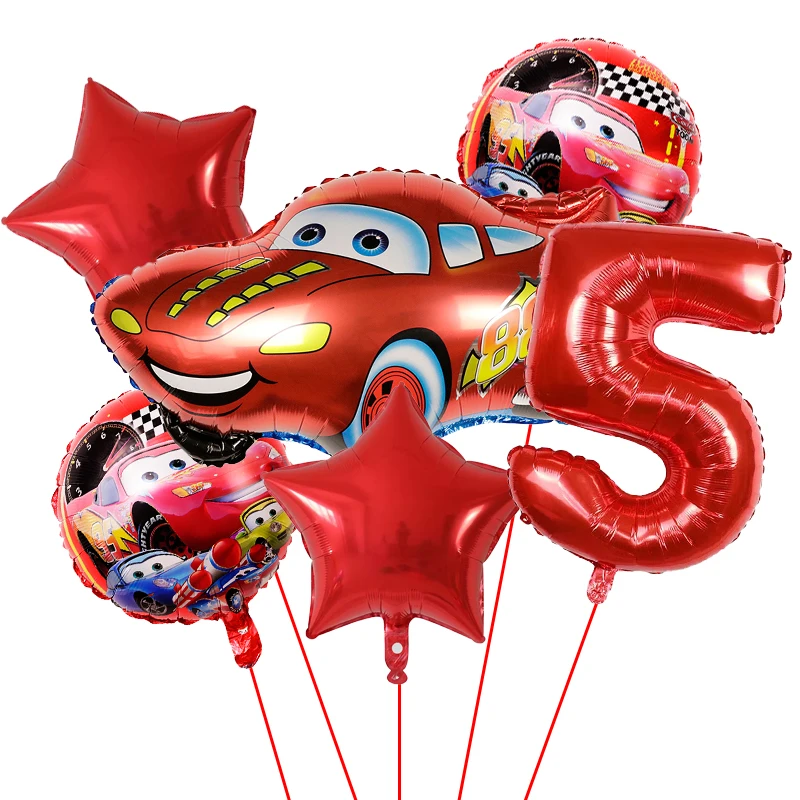 6Pcs Cartoon Disney Cars Story Lightning McQueen Foil Balloon Children\'s Birthday Party Decoration Balloon