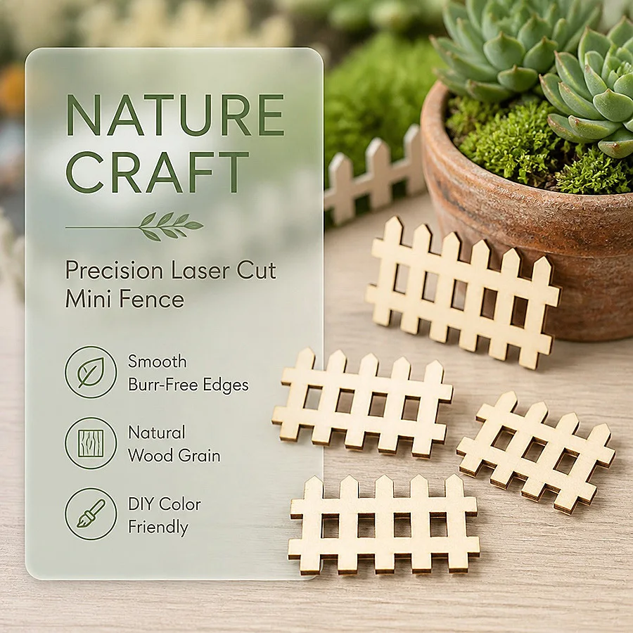 20/40/60pcs Mini Wooden Garden Fence, DIY Painting Graffiti Craft, Lawn Barrier, Photo Props, Miniature Landscape Decor