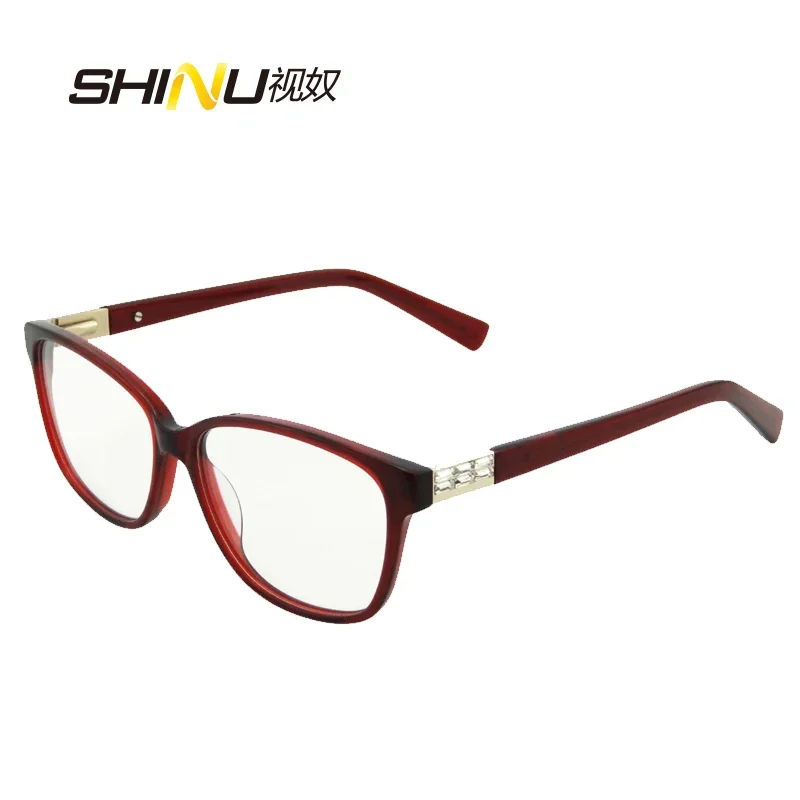 Ladies' Myopia Glasses, Photochromic Lenses, Single Vision, Blue and Pink Tinted Lenses, Acetate Frames, Customized Prescription