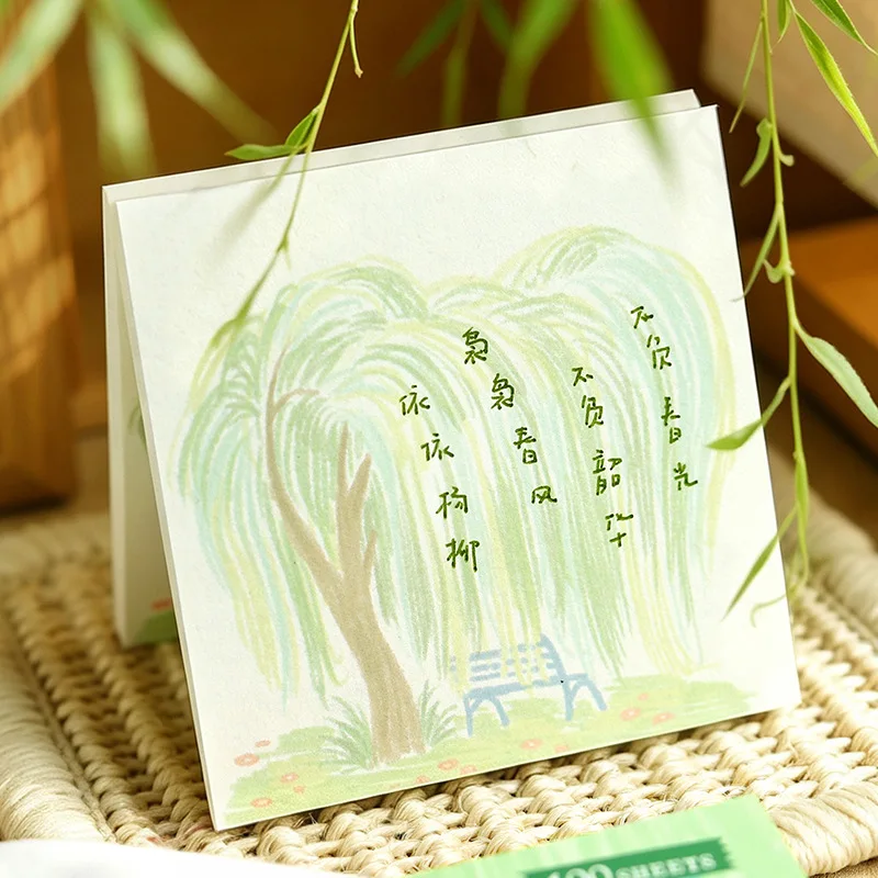 100 Sticky Notes, Ueno's Notes Series, Literary and Fresh Plant Handbook Message Material Paper Notepad Sticky Notes Memo Pad