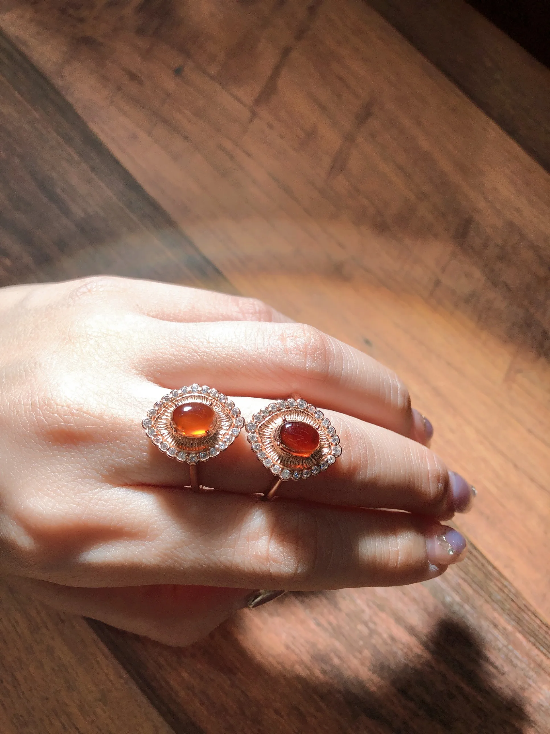 High-Quality Orange Pomegranate Gemstone ladies rings - Premium Fine Jewelry Pieces