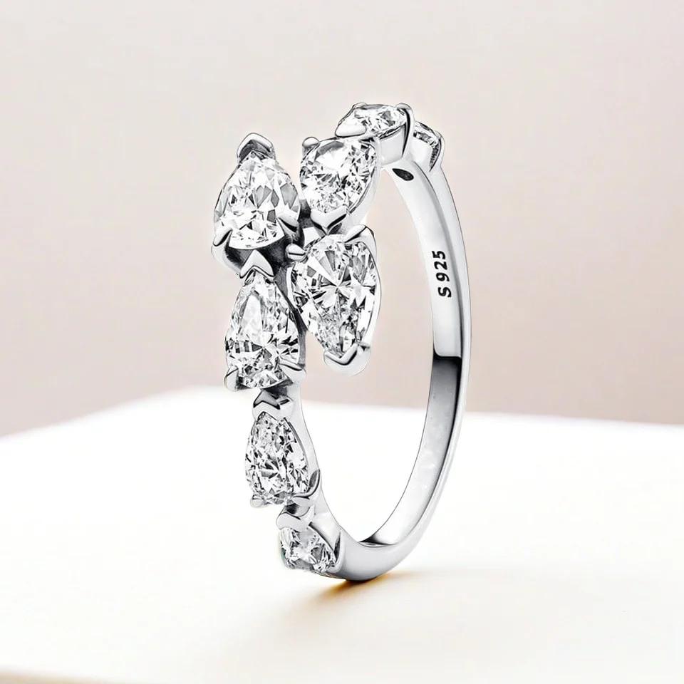 

CHARMING Silver Jewelry 925 Sterling Silver Sparkling Ring for Woman Never Fade Wedding Rings Jewelry for Baby Girl Gift