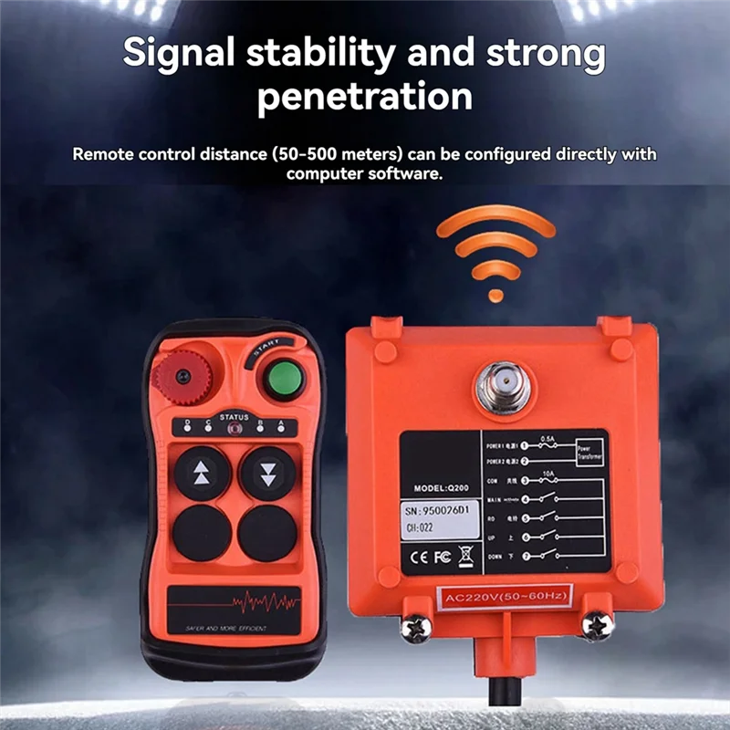 3CGRO-Q200 Industrial Remote Control 2-Button Waterproof IP65, Wireless Controller For Overhead Crane Industrial
