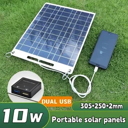 10W Solar panel 5V 2USB Portable Foldable Waterproof For cell phone power bank  Battery Charger outdoor camping tourism Fishing