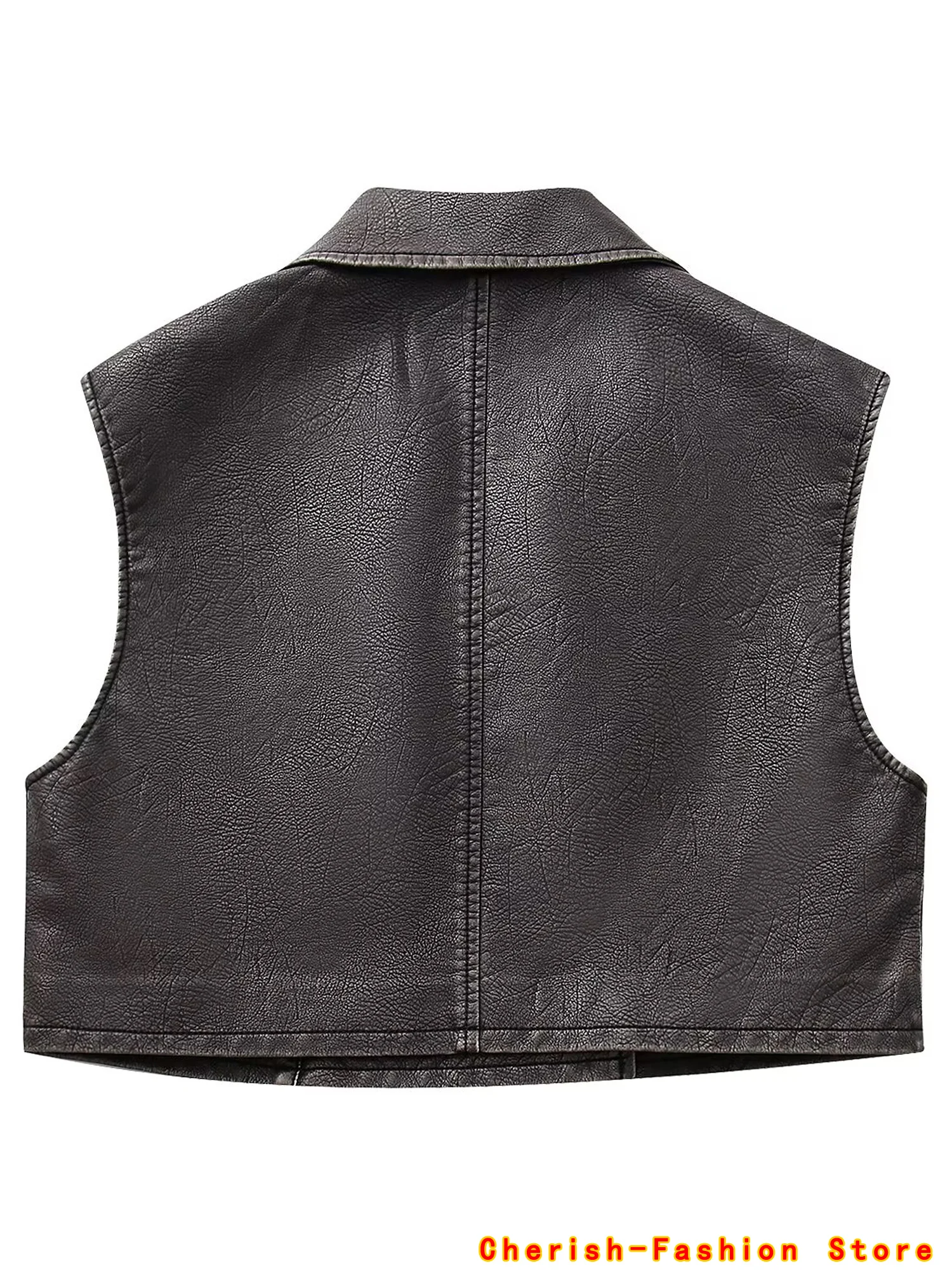 Vintage 2025 marque femmes automne gilets en cuir gilet sans manches fermeture éclair poches vestes Streetwear moderne Chic vêtements d'extérieur amples