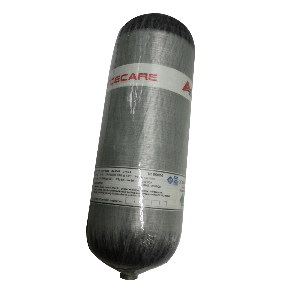 ACECARE 4500Psi 300Bar 12L CE ถังคาร์บอนไฟเบอร์กระบอกสูบแรงดันสูงกระบอกสูบถัง HPA ดำน้ำ M18 * 1.5