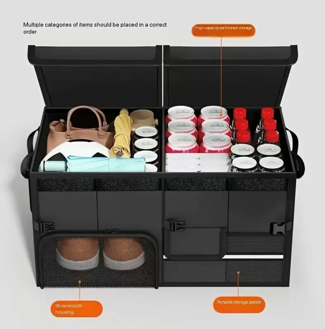 Car Storage Box, Trunk Organizer, Practical In-Car Storage, Foldable Multifunctional Camping Storage Solution, Car Storage Box