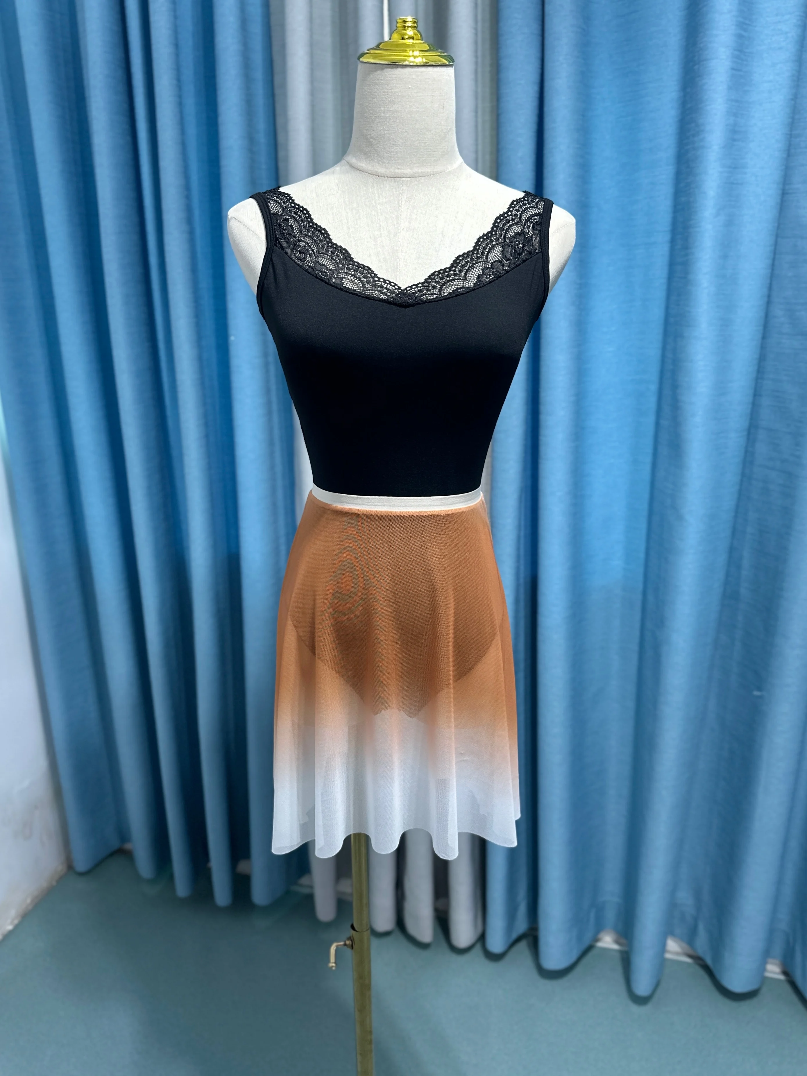 Ballet Dance Skirt Women High Quality Soft Net Printing Dance Leotard Dress Girl's Dance Practice Long Skirt