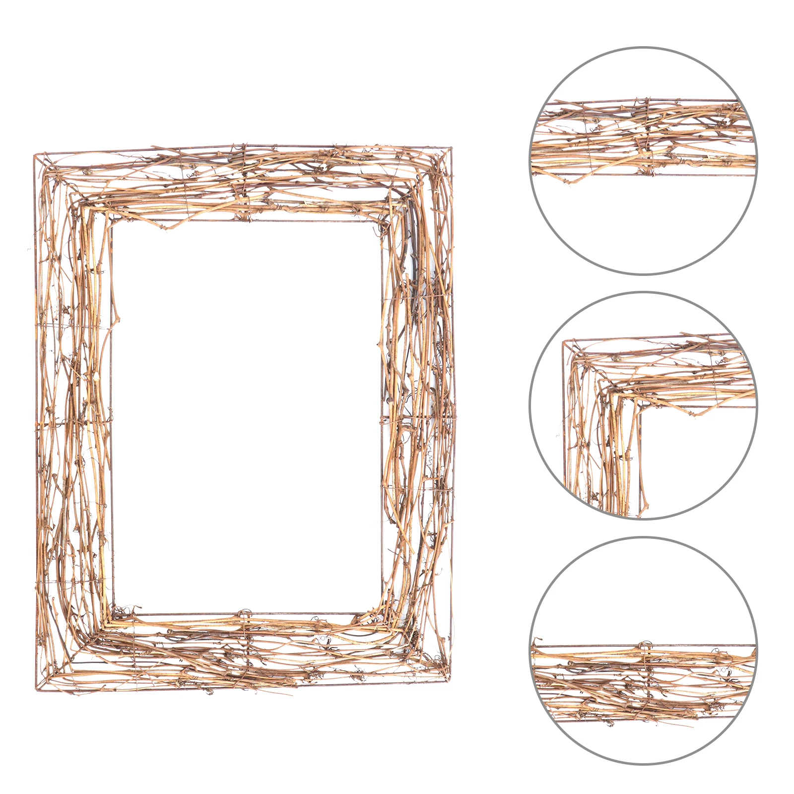 

1pc Christmas Wreath Base Square Natural Rattan Handmade Indoor Decoration Frame For Holiday Door Wall Window Showcase