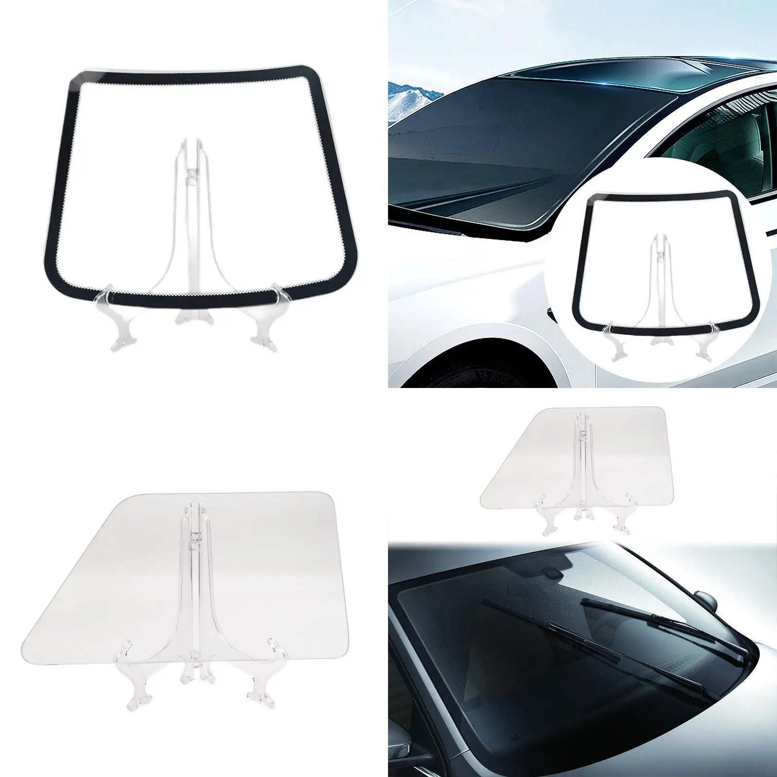 Automotive Film Sample Holder with Detachable Stand Tempered Glass Windshield Model for Car Care Stores
