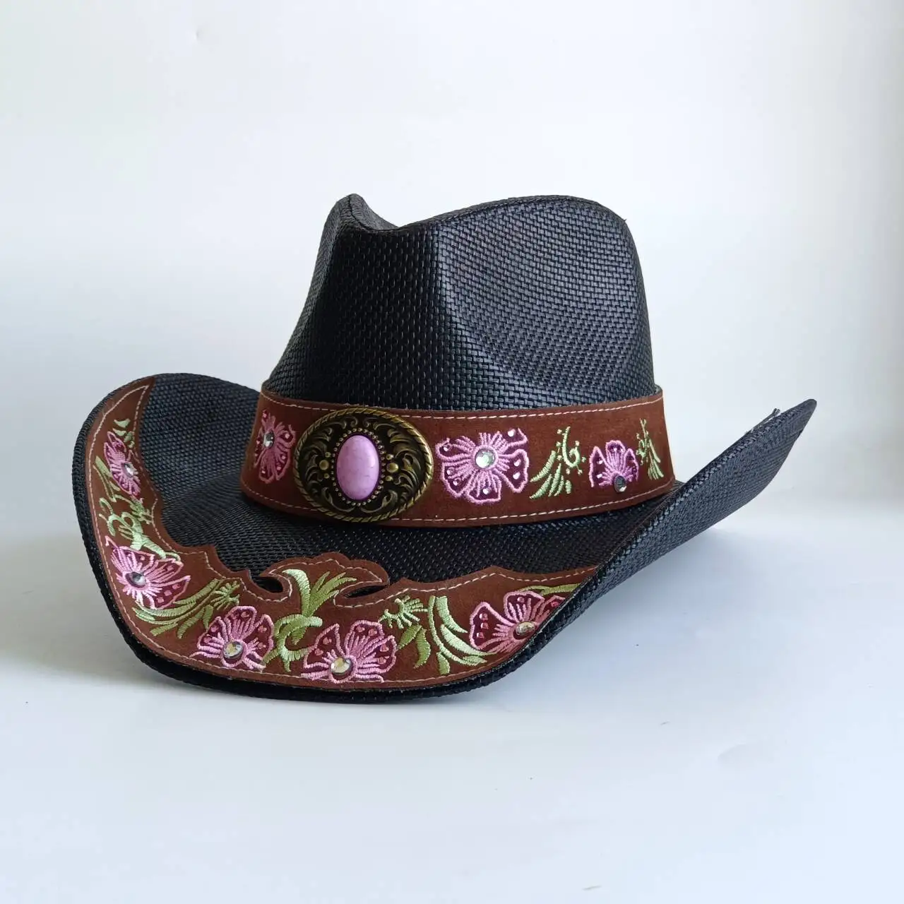 Straw Western cowboy Hat  plasticity Men women wide Brim Pasture straw hat cowboy solid Outdoor Appliqué embroidery cowboy hats