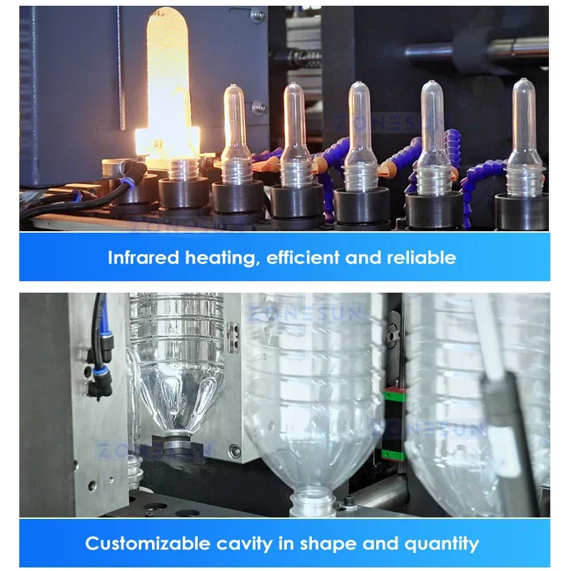 Zonesun自動ペットボトルストレッチブロー成形機、6つのキャビティ水プラスチック容器機器を予備成形、ZS-SBM32A