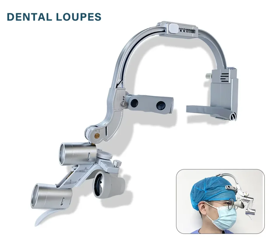 Dr. Kim Dental LED Head Light Lamp 2.5X 3.5X Magnification Binocular Loupes 5W Electric Power Source Dentist Surgical Headlight