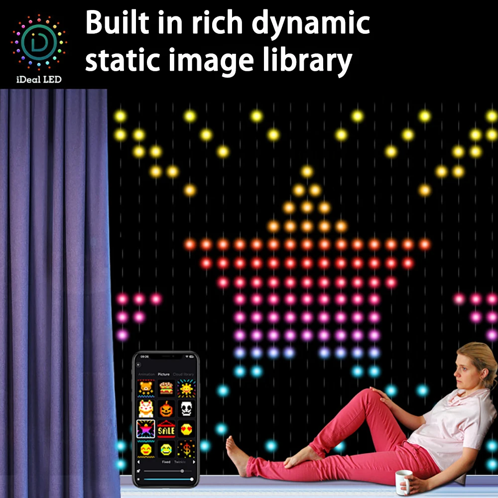 400LEDs Smart LED Curtain Light App AI Control RGB Dimming DIY Patterns with Music Rhythm Bedroom Window Decor String Lights