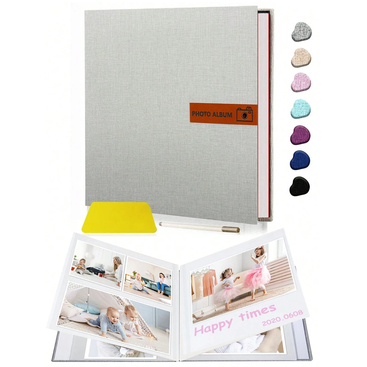 Álbum de fotos de linho com adesivo, 4x6, 5x7, 8x10, álbum de scrapbook, livro de fotos DIY, presentes para mãe, família e casamento.