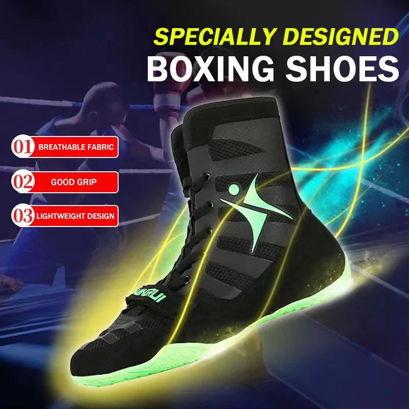 Brand KANGRUI High Top Outdoor Male Flighting Training Sneakers Boxing Shoes for Mens Anti-Slip Sport Shoes Men Training Shoe