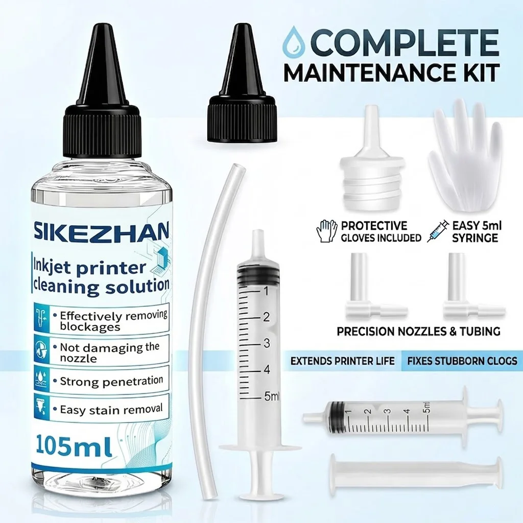 SIKEZHAN Inkjet Printer Cleaning Kit - Universal Printhead Cleaner Fluid for Epson HP Canon Brother Ink Blockage Clog Removal