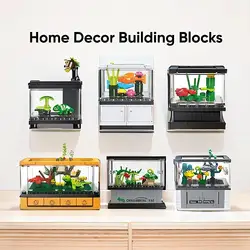 Micro Fish Tank Series Building Blocks Toy Desktop Model Creative Home Decoration Gift For Children