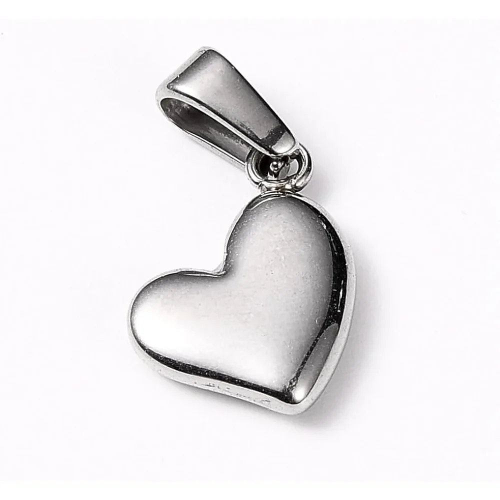 

1Pcs Tarnish Resistant 304 Stainless Steel Charms Puffed Heart Stainless Steel Color for Women DIY Necklace Bracelet making kit