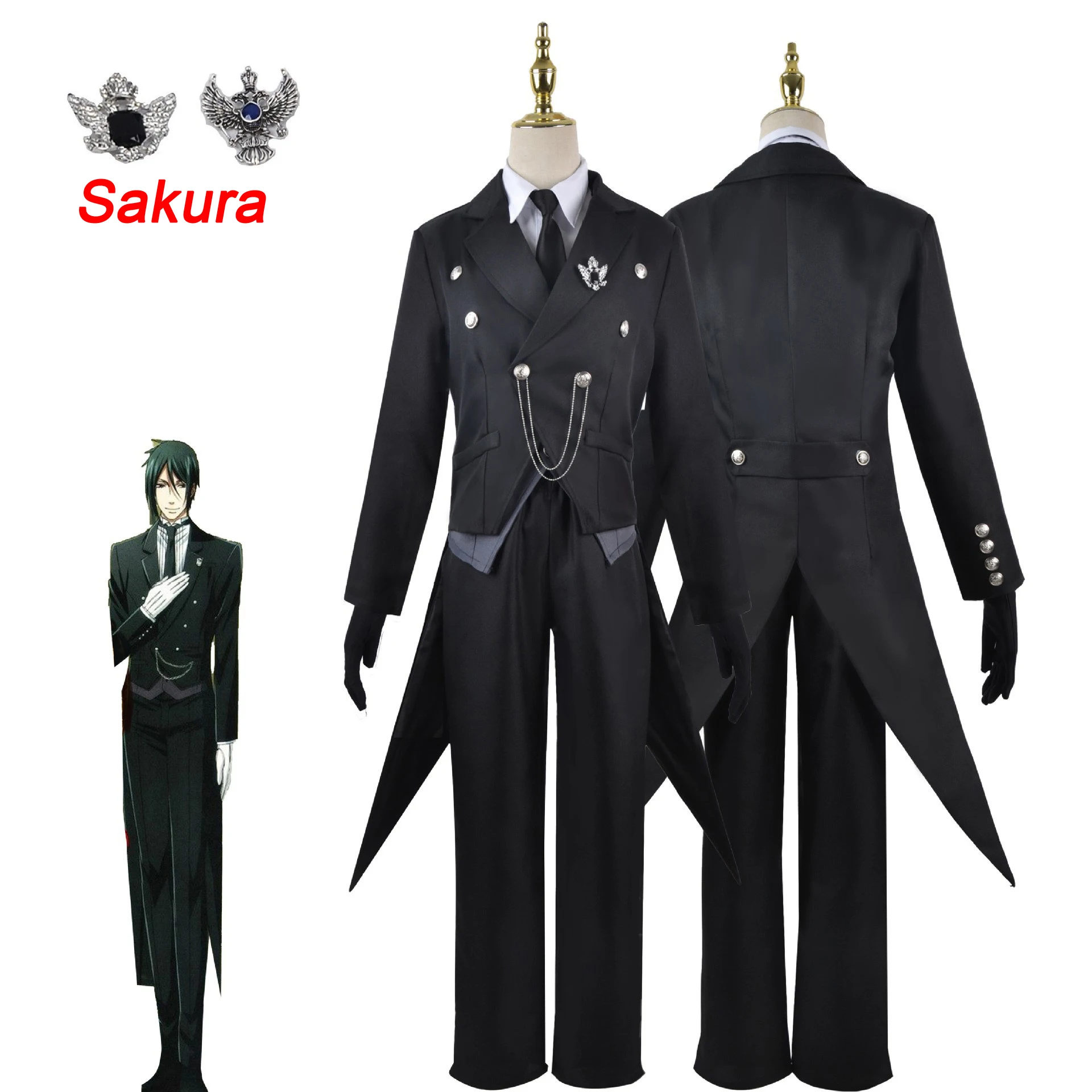 

Sebastian Michaelis Cosplay Costume Black Butler Adult Carnival Uniform Wig Anime Halloween Party Costumes Masquerade Women Game