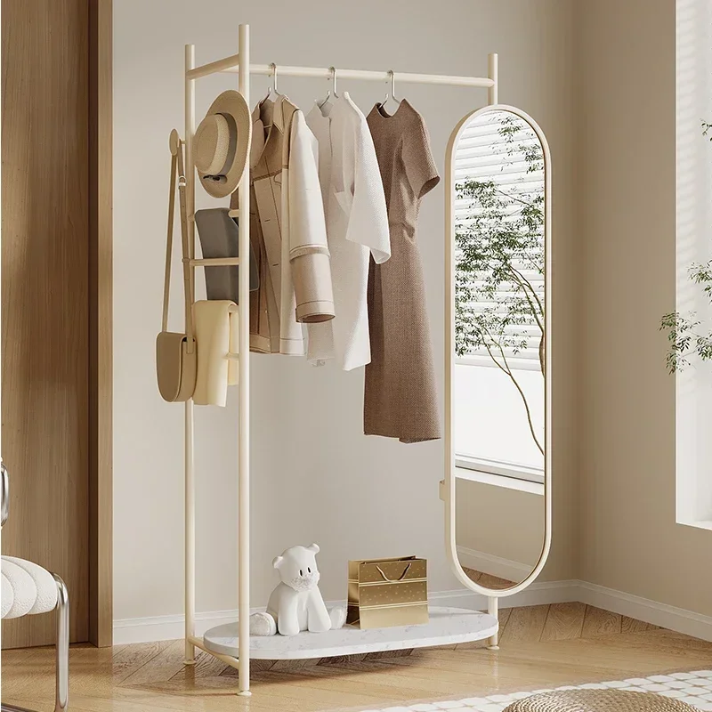 

Nordic marble floor-to-ceiling rotating full-length mirror coat rack integrated