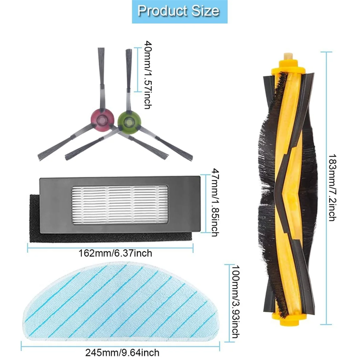 Aksesori untuk Ecovacs Deebot N8/ N8 +/ N8 Pro/N8 Pro +/OZMO T8/ T8 +/T8 AIVI/T8 AIVI +/T8 Pure/T9/T9 + pembersih vakum Robot