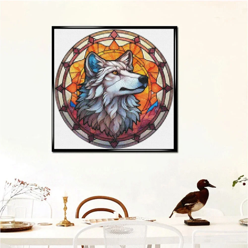 5D DIY Diamond Painting Animal Glass Art Embroidery Full Diamond Mosaic Dog Wolf Owl Cross Stitch Set Home Decoration Artwork